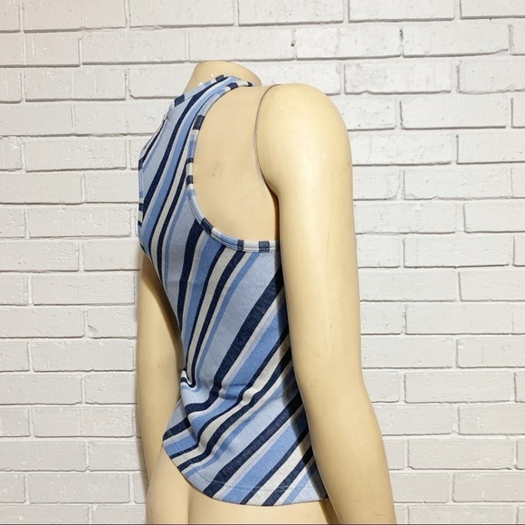 Free People Women’s Blue Diagonal Striped Tank - Picture 8 of 14